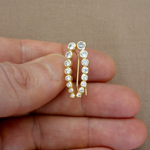 NEW Gold Crawler Earrings, Ear Climber, Minimalist Cuff Earrings, Gift For Women - Picture 7 of 9